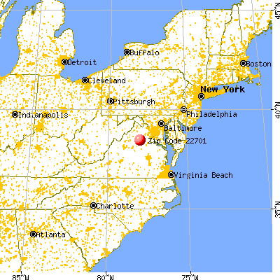 Culpeper, VA (22701) map from a distance