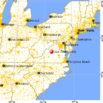 Crozet, VA (22932) map from a distance