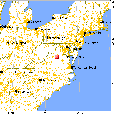Rivanna, VA (22947) map from a distance
