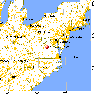 Ruckersville, VA (22968) map from a distance