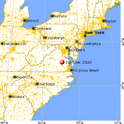 Mechanicsville, VA (23116) map from a distance