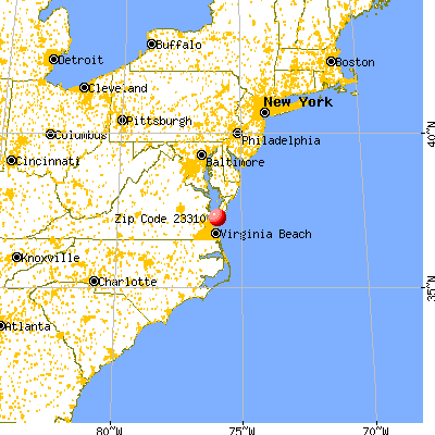 Cape Charles, VA (23310) map from a distance