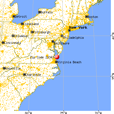 Eastville, VA (23347) map from a distance