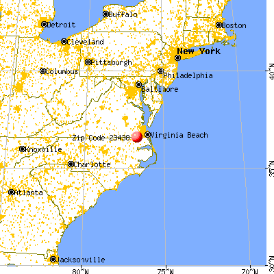 Suffolk, VA (23438) map from a distance