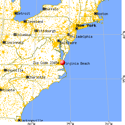 Virginia Beach, VA (23454) map from a distance