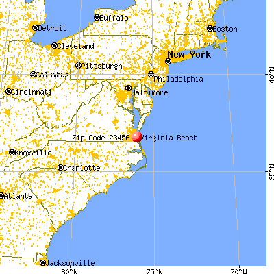Virginia Beach, VA (23456) map from a distance