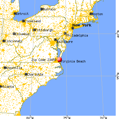 Virginia Beach, VA (23459) map from a distance