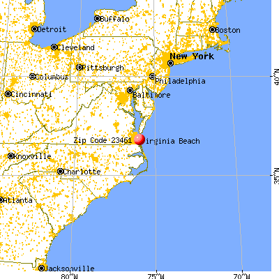 Virginia Beach, VA (23461) map from a distance