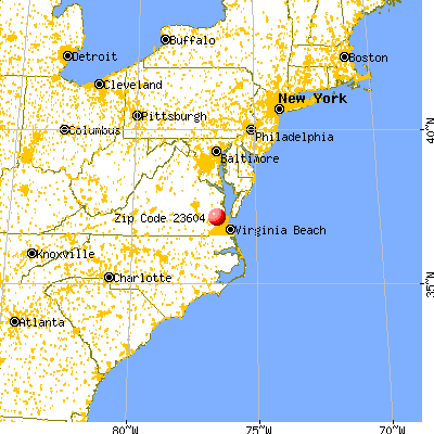 Newport News, VA (23604) map from a distance