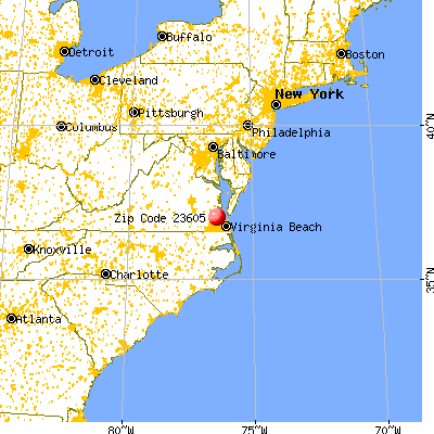 Newport News, VA (23605) map from a distance