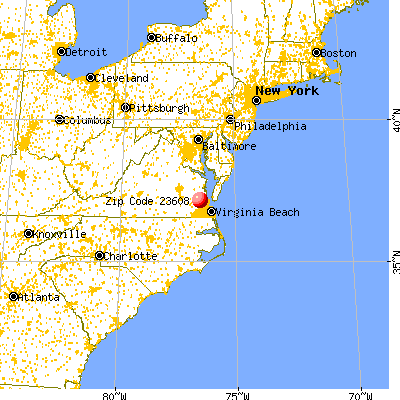 Newport News, VA (23608) map from a distance