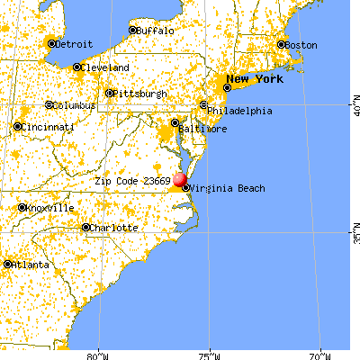 Hampton, VA (23669) map from a distance