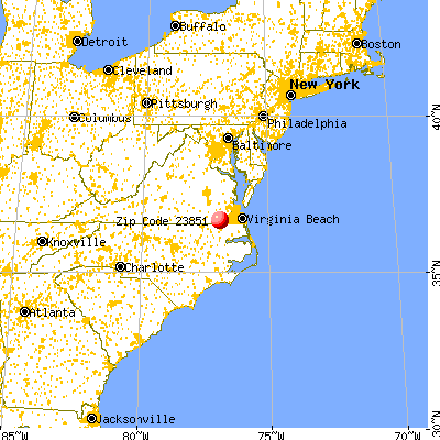 Franklin, VA (23851) map from a distance