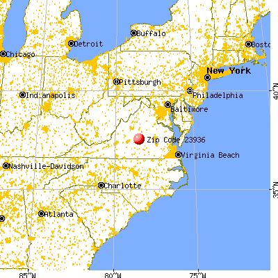 Dillwyn, VA (23936) map from a distance