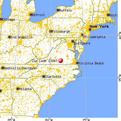 Keysville, VA (23947) map from a distance