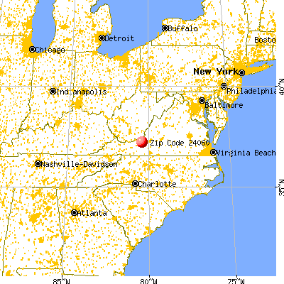 Blacksburg, VA (24060) map from a distance