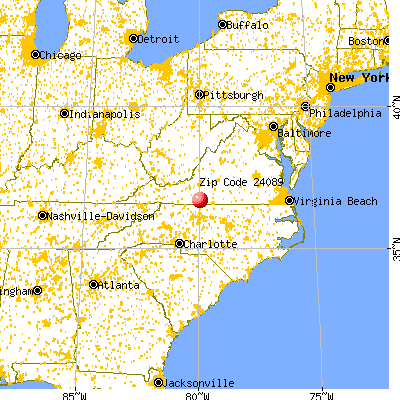 Fieldale, VA (24089) map from a distance