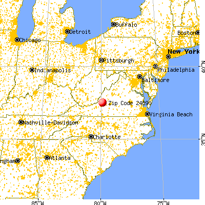 Fincastle, VA (24090) map from a distance