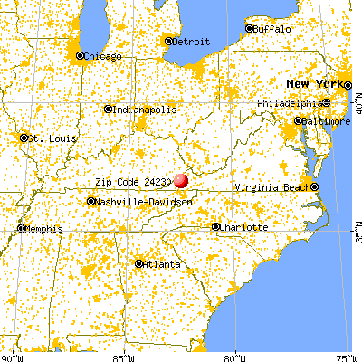 Coeburn, VA (24230) map from a distance
