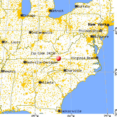Damascus, VA (24236) map from a distance