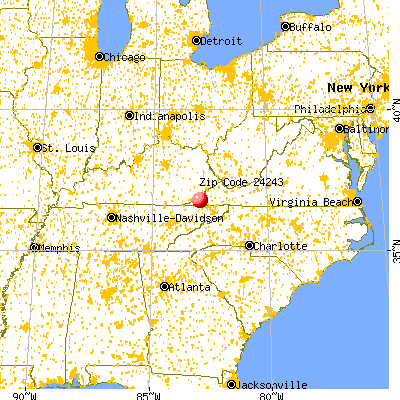 Dryden, VA (24243) map from a distance