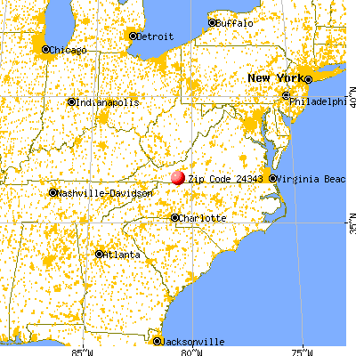 Hillsville, VA (24343) map from a distance