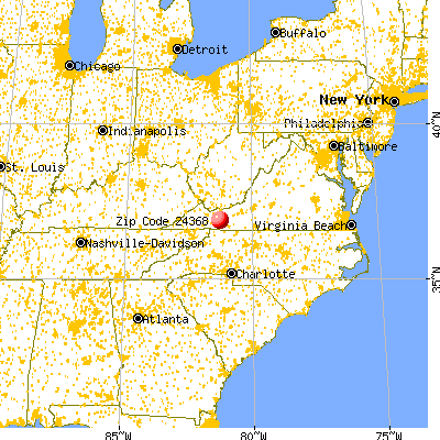 Rural Retreat, VA (24368) map from a distance