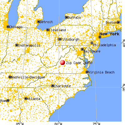 Lexington, VA (24450) map from a distance