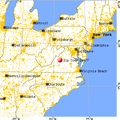 Stuarts Draft, VA (24477) map from a distance
