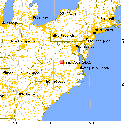 Appomattox, VA (24522) map from a distance
