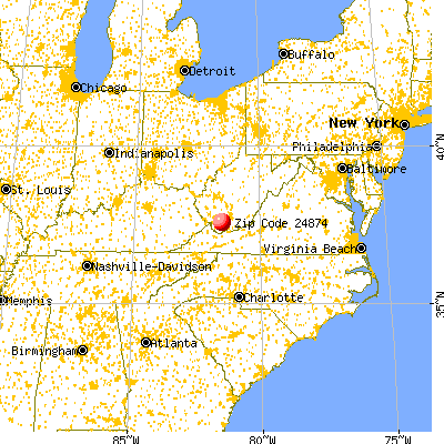 Pineville, WV (24874) map from a distance