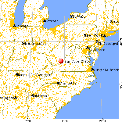 , WV (24936) map from a distance