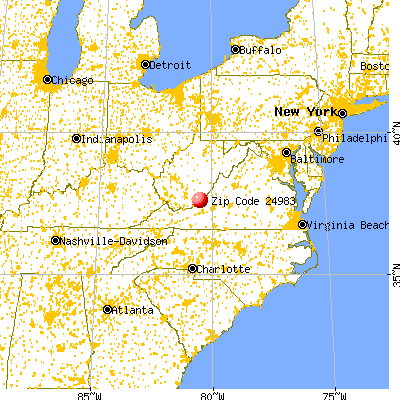 Union, WV (24983) map from a distance