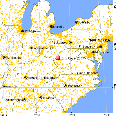 Eleanor, WV (25070) map from a distance