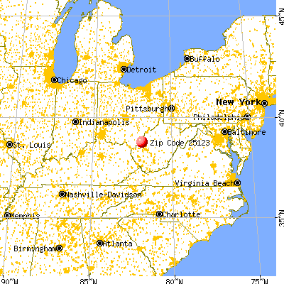 Leon, WV (25123) map from a distance