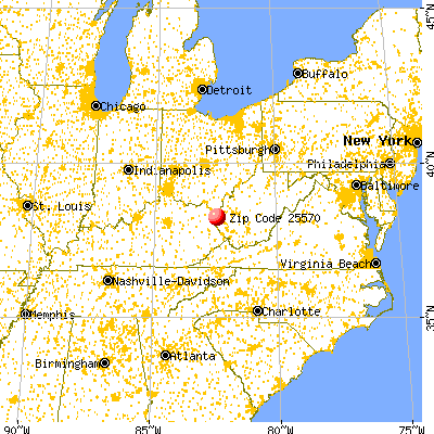 Wayne, WV (25570) map from a distance