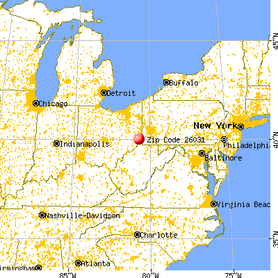 Benwood, WV (26031) map from a distance