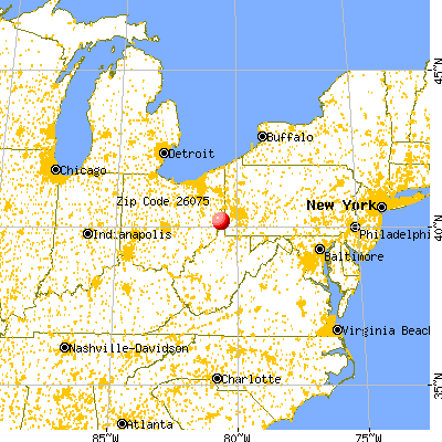 Windsor Heights, WV (26075) map from a distance