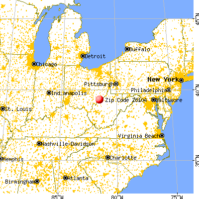 Parkersburg, WV (26104) map from a distance