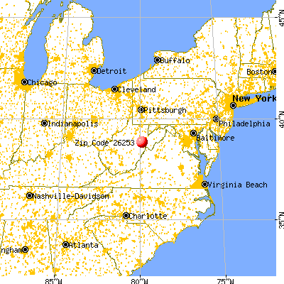 Beverly, WV (26253) map from a distance