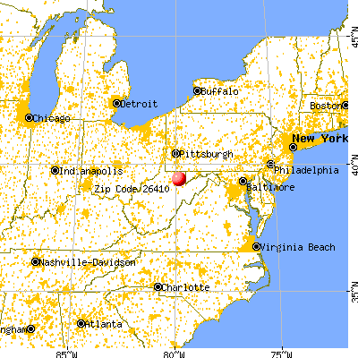 Newburg, WV (26410) map from a distance