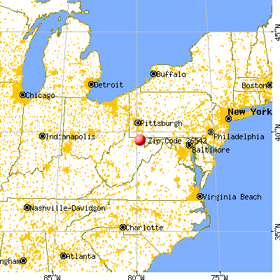 Masontown, WV (26542) map from a distance