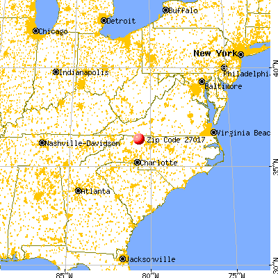 Dobson, NC (27017) map from a distance