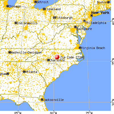 Bennett, NC (27208) map from a distance
