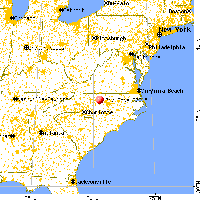 Burlington, NC (27215) map from a distance