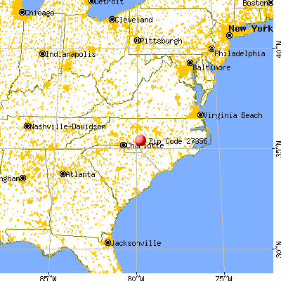 Star, NC (27356) map from a distance