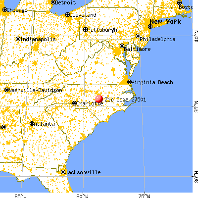 Angier, NC (27501) map from a distance