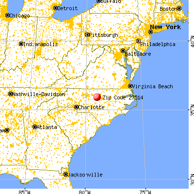 Chapel Hill, NC (27514) map from a distance