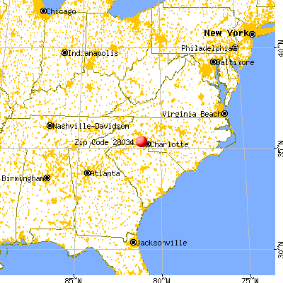Dallas, NC (28034) map from a distance
