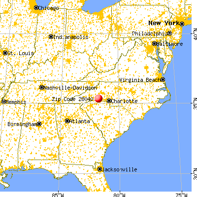 Ellenboro, NC (28040) map from a distance